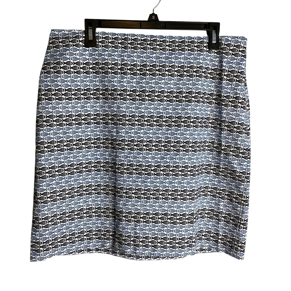 Talbots Black and White Geometric Pencil Skirt